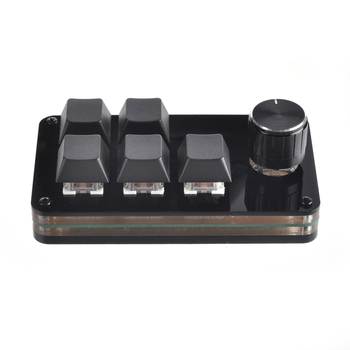 Testre szabható mini billentyűzet 5 gombbal és egy tekerőgombbal, USB-kábel, ergonomikus, egygombos másolás-beillesztés, súly 100 g, rajzok szerinti testreszabás