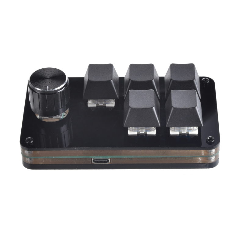 Testre szabható mini billentyűzet 5 gombbal és egy tekerőgombbal, USB-kábel, ergonomikus, egygombos másolás-beillesztés, súly 100 g, rajzok szerinti testreszabás