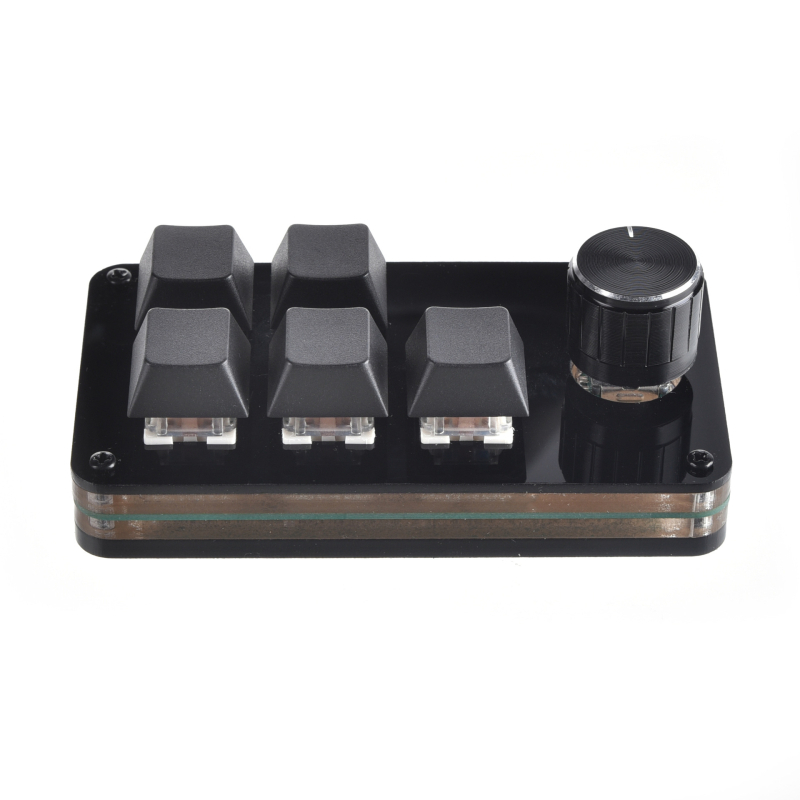 Testre szabható mini billentyűzet 5 gombbal és egy tekerőgombbal, USB-kábel, ergonomikus, egygombos másolás-beillesztés, súly 100 g, rajzok szerinti testreszabás