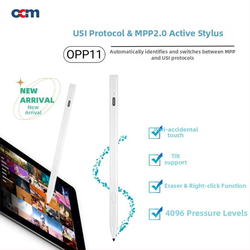 Planšetiniam kompiuteriui stilus — suderinamas su USI 2.0 ir MPP 2.0 protokolais, modelis OPP11, išleistas 2024, OEM gamyba