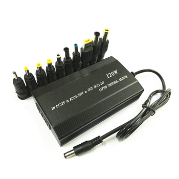 120W daudzfunkcionāls auto un mājas lādētājs ar USB portu un 10 adapteriem, izvade 12–24V