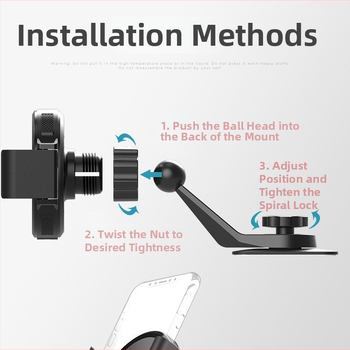 Zamjena glavnog tijela držača za telefon u vozilu – 17 mm univerzalna kuglična glava, ljepilno pričvršćivanje na ploču, 360° rotacija, podesivo