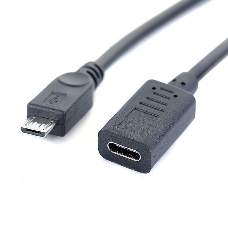 Type-C női–Micro-USB adat- és töltőadapter kábel, 27 cm, egyfejű, PVC, skálázható kialakítás