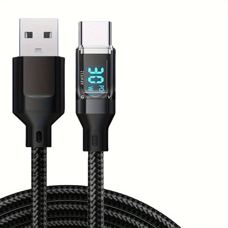 Nothing USB-C adatkábel digitális kijelzővel, fonott kialakítású, 60W PD, egycsatlakozós