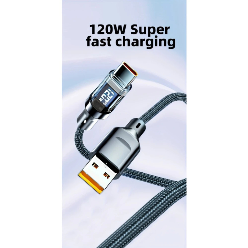 Nothing USB-C adatkábel digitális kijelzővel, fonott kialakítású, 60W PD, egycsatlakozós