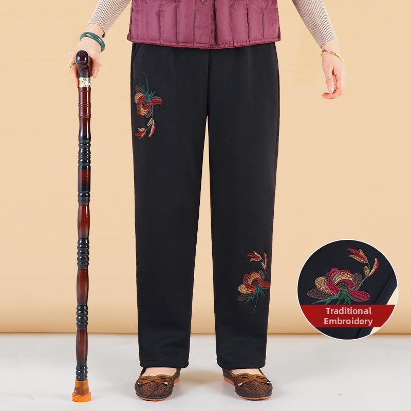 Laisvos formos moterų kelnės - japonų/korejiečių laisvalaikio stilius, medvilnės-viskozės mišinys (50-70% medvilnė, 30-50% viskozė), siuvinėjimas, prekinis ženklas Lady of the Tang Dynasty