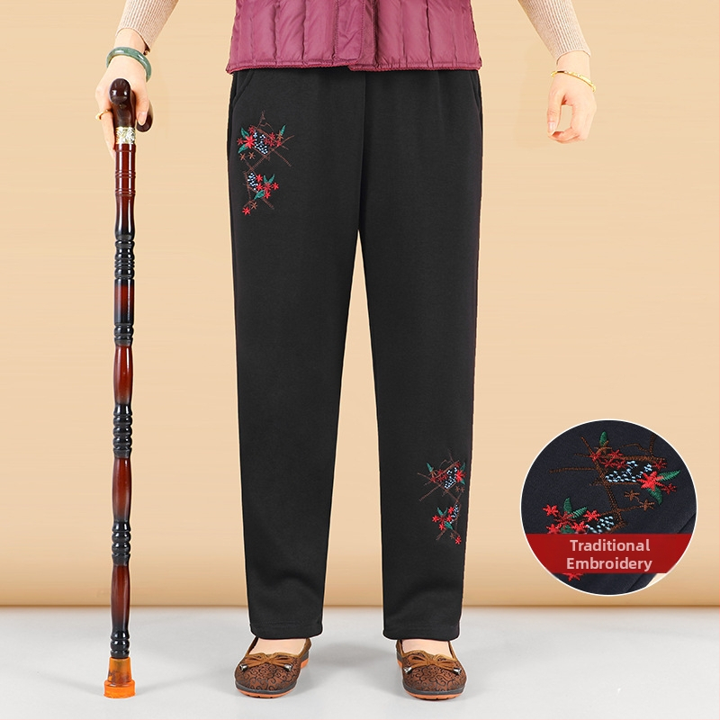 Laisvos formos moterų kelnės - japonų/korejiečių laisvalaikio stilius, medvilnės-viskozės mišinys (50-70% medvilnė, 30-50% viskozė), siuvinėjimas, prekinis ženklas Lady of the Tang Dynasty