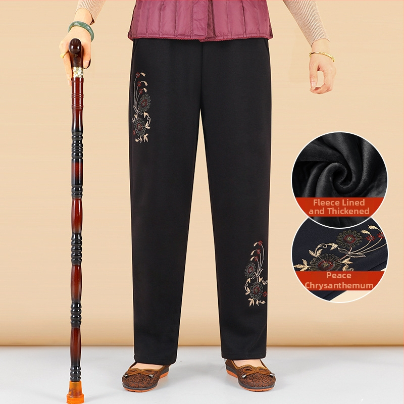 Laisvos formos moterų kelnės - japonų/korejiečių laisvalaikio stilius, medvilnės-viskozės mišinys (50-70% medvilnė, 30-50% viskozė), siuvinėjimas, prekinis ženklas Lady of the Tang Dynasty