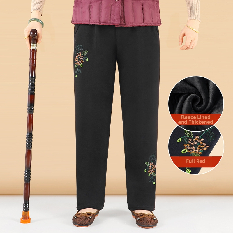 Laisvos formos moterų kelnės - japonų/korejiečių laisvalaikio stilius, medvilnės-viskozės mišinys (50-70% medvilnė, 30-50% viskozė), siuvinėjimas, prekinis ženklas Lady of the Tang Dynasty