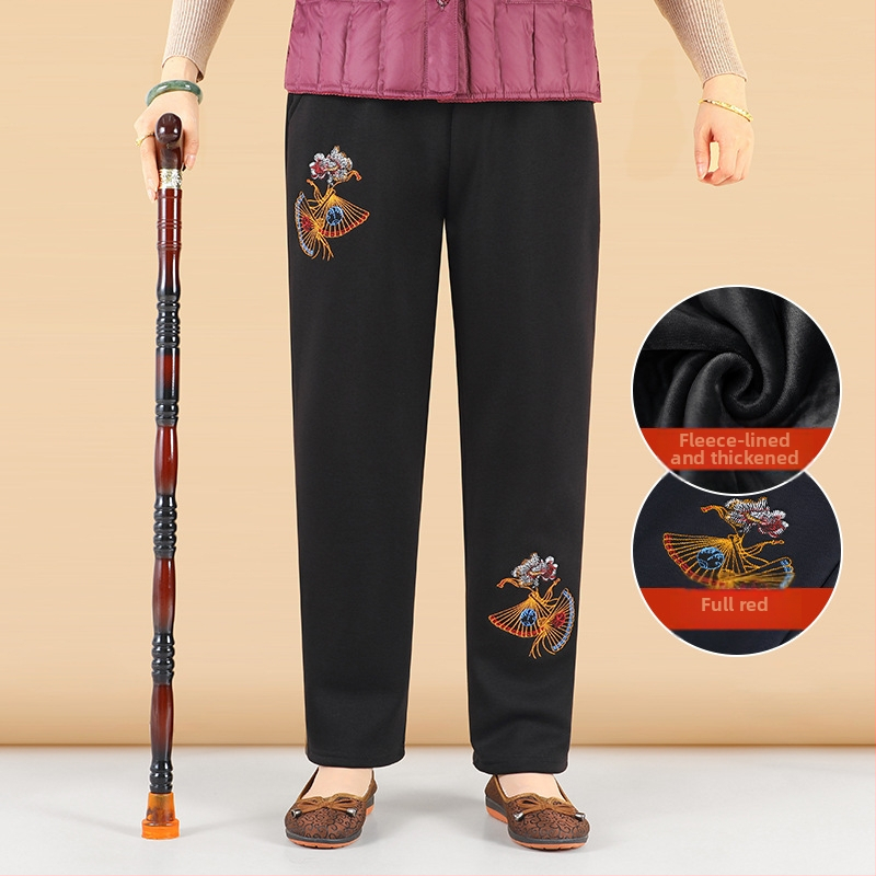 Laisvos formos moterų kelnės - japonų/korejiečių laisvalaikio stilius, medvilnės-viskozės mišinys (50-70% medvilnė, 30-50% viskozė), siuvinėjimas, prekinis ženklas Lady of the Tang Dynasty