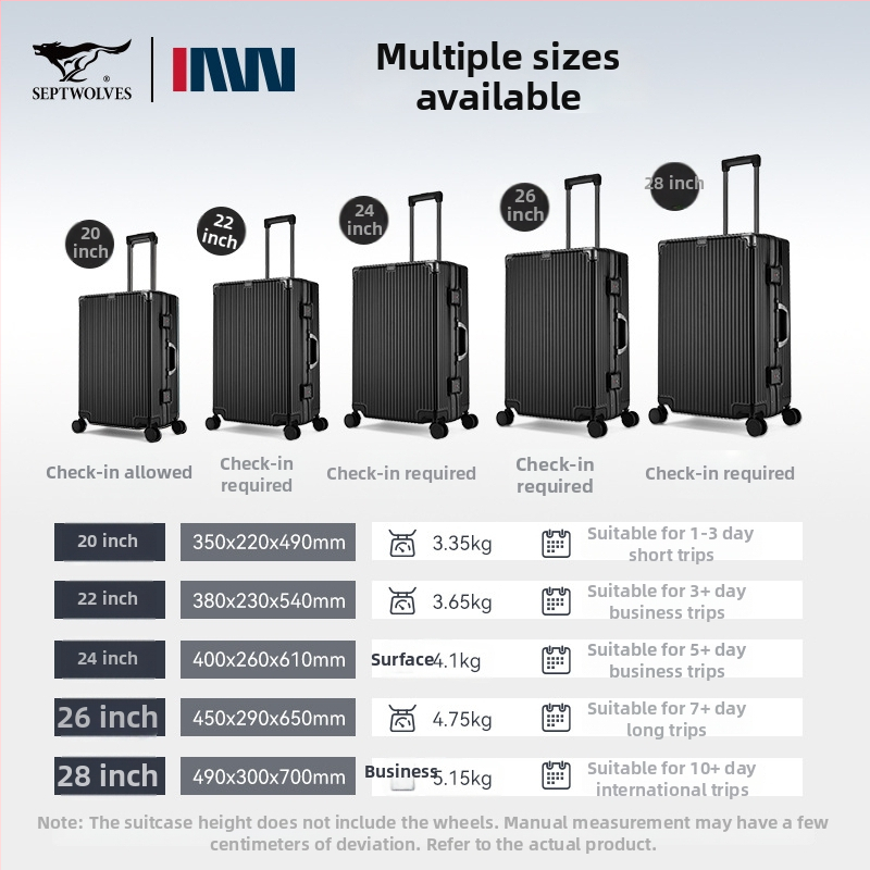 Seven Wolves PC kelioninis lagaminas rankiniam bagažui su TSA spyna, didelė talpa, universalių ratų, svoris 3,35 kg
