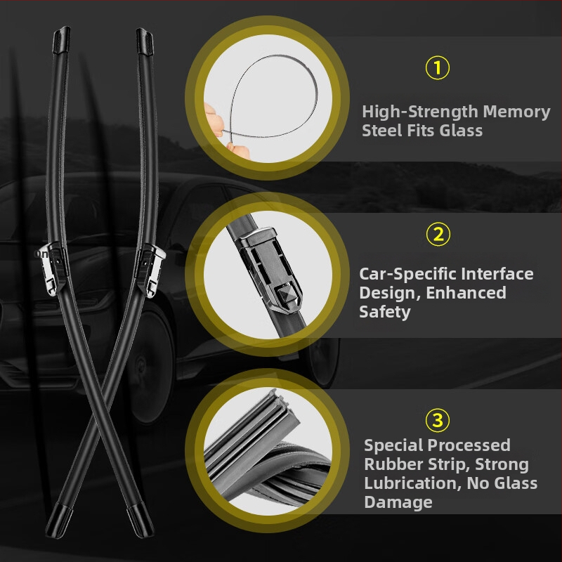 Bezrāmju tīrītāji priekš Volkswagen Polo — gumija, zīmols Changxi, priekšējie un aizmugurējie