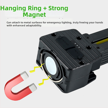 Daudzfunkcionāla uzlādes COB darba lukturis ar LED pārbaudes gaismu, saliekamā magnētiskā lampa auto un teltij - Modelis A55, ABS + alumīnija sakausējums, spilgtums un krāsa regulējami