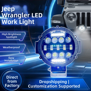 Körkörös kettőszínű LED autómunka lámpa széles fénysugárral, 15-LED modul, 75W, 24V, 8000 lm, 6000K