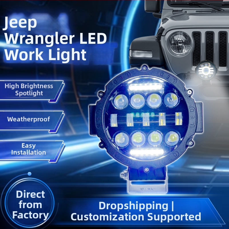 Körkörös kettőszínű LED autómunka lámpa széles fénysugárral, 15-LED modul, 75W, 24V, 8000 lm, 6000K