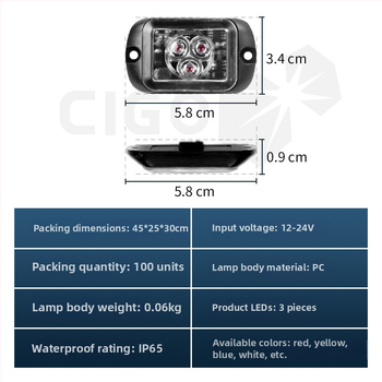 Kravas auto 3LED gaisma ar sānu marķieri un dienas braukšanas gaismu, 12/24V, 1W, PC+ alumīnija sakausējums, universālā saderība