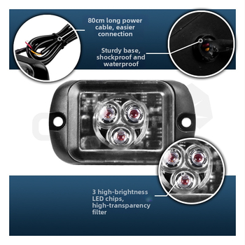 Kravas auto 3LED gaisma ar sānu marķieri un dienas braukšanas gaismu, 12/24V, 1W, PC+ alumīnija sakausējums, universālā saderība