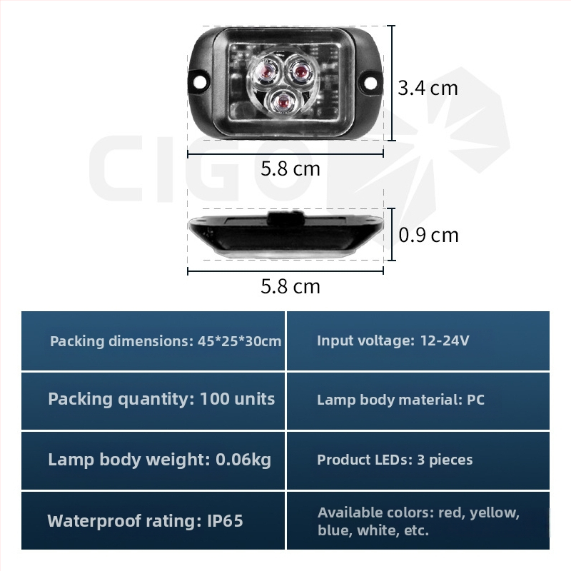 Kravas auto 3LED gaisma ar sānu marķieri un dienas braukšanas gaismu, 12/24V, 1W, PC+ alumīnija sakausējums, universālā saderība