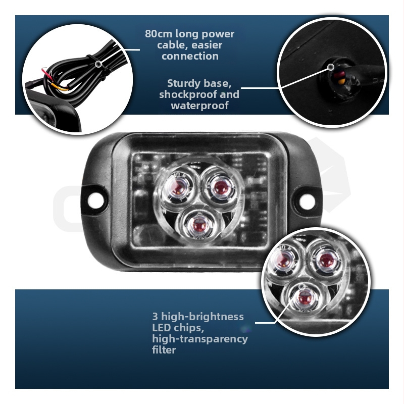 Kravas auto 3LED gaisma ar sānu marķieri un dienas braukšanas gaismu, 12/24V, 1W, PC+ alumīnija sakausējums, universālā saderība