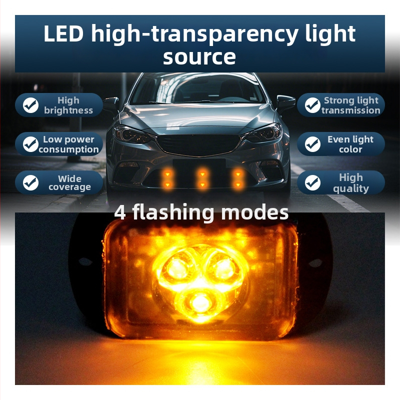 Kravas auto 3LED gaisma ar sānu marķieri un dienas braukšanas gaismu, 12/24V, 1W, PC+ alumīnija sakausējums, universālā saderība