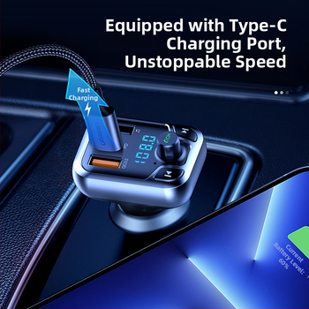 T68 Transmițător FM Bluetooth pentru mașină cu port USB, alimentare 12–24V, redare nelimitată