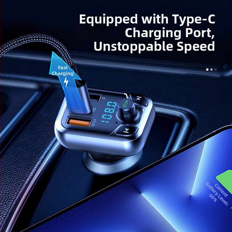 T68 Transmițător FM Bluetooth pentru mașină cu port USB, alimentare 12–24V, redare nelimitată