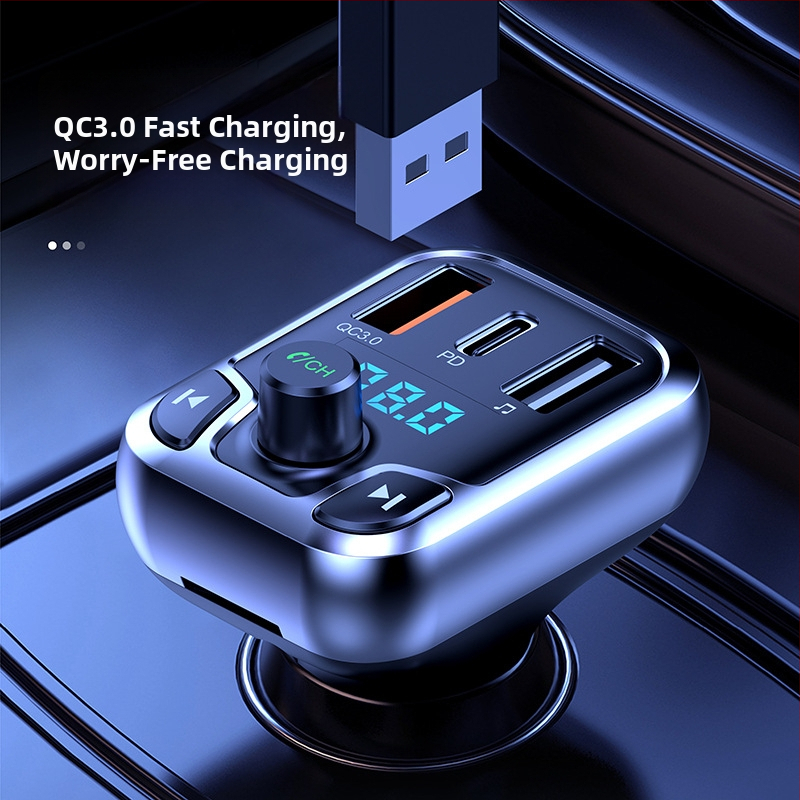 T68 Transmițător FM Bluetooth pentru mașină cu port USB, alimentare 12–24V, redare nelimitată