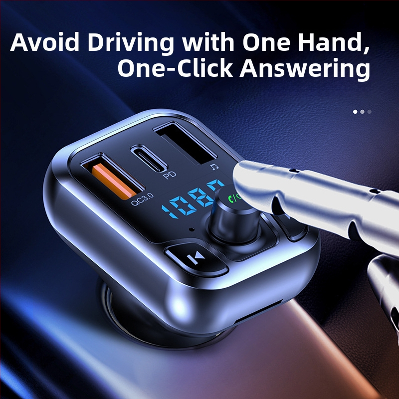 T68 Transmițător FM Bluetooth pentru mașină cu port USB, alimentare 12–24V, redare nelimitată