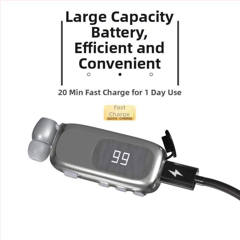 K75 Bluetooth klipsi kõrvaklapid auto jaoks - tõmbatav mikrofon, pikk aku kestvus (>8 tundi), Bluetooth 5.4, mitmepunkti ühendus, digitaalne ekraan