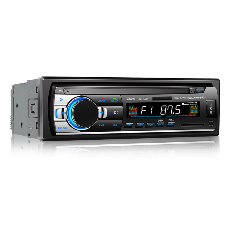 Player MP3 auto cu Bluetooth și radio FM, alimentare 12V, interfață ISO, modelul 520, slot pentru card, fără memorie internă