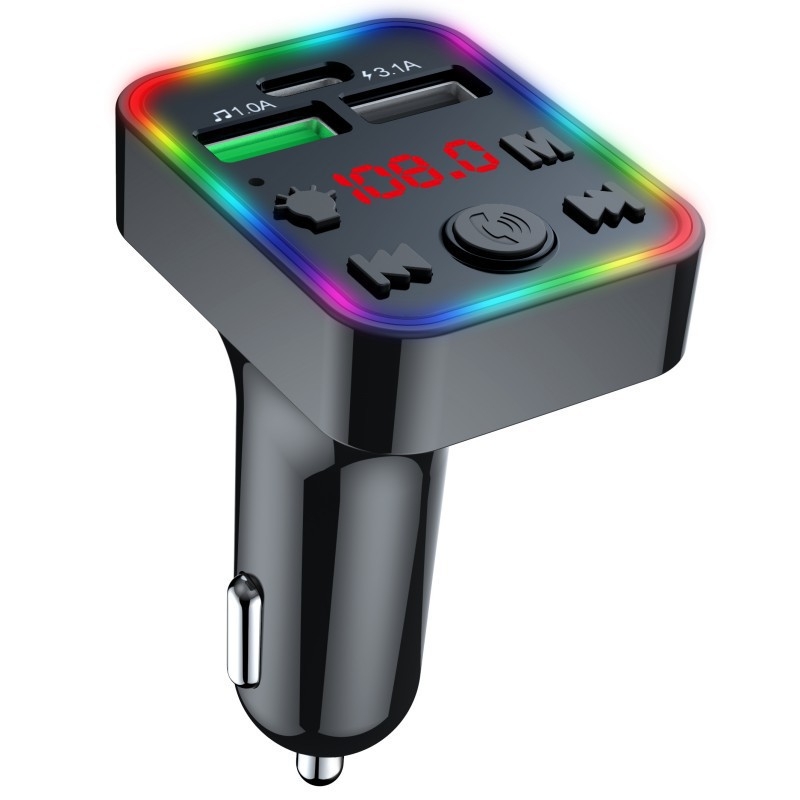 Player MP3 auto cu Bluetooth pentru brichetă – model F-22, 12–24 V, funcție FM, timp de redare 8888, ecran monocrom