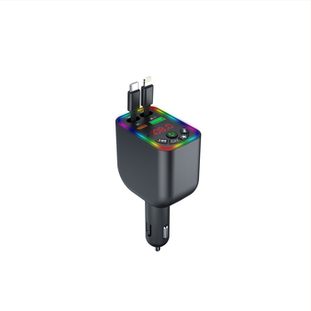 Automobililine Bluetooth MP3-mängija ja laadija Y5 4-in-1 väljatõmmatav kaabel, FM saatja, USB laadimine, 9–26V sisend