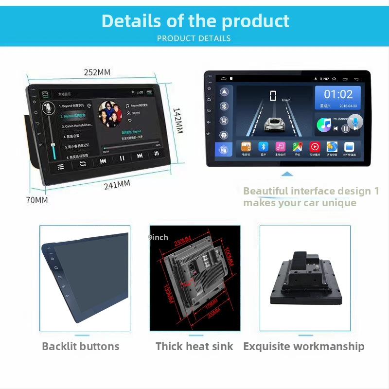 Sistem navigare Android compatibil CarPlay pentru mașină, ecran IPS, alimentare 12V DC, ieșire 4x45W, compatibilitate universală, carcasă din plastic cu PCB