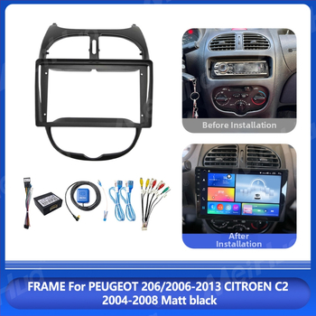 Android auto navigeerimissüsteem Peugeot 206/Citroën C2 jaoks QLED/IPS-ekraaniga, 1280x720 resolutsioon ja tahavaatekaamera integreeritud