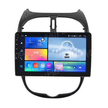 Unitate de navigație Android pentru Peugeot 206/Citroën C2, cu ecran QLED/IPS, rezoluție 1280x720 și cameră de mers înapoi încorporată