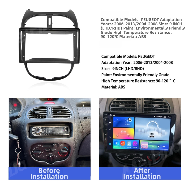 Android auto navigeerimissüsteem Peugeot 206/Citroën C2 jaoks QLED/IPS-ekraaniga, 1280x720 resolutsioon ja tahavaatekaamera integreeritud