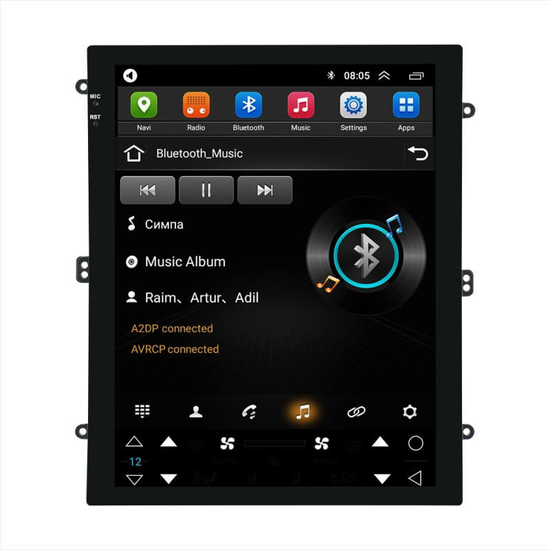 Android autopealne pealiseade vertikaalse ekraaniga, navigeerimine ja tagurpidi video taasesitus, 12V toide