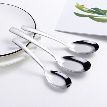 Лъжичка за сервиране от неръждаема стомана, с плоско дъно, удебелена, огледално полирана повърхност, стил Национален прилив, едноцветен дизайн, възможност за персонализация