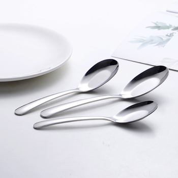 Лъжичка за сервиране от неръждаема стомана, с плоско дъно, удебелена, огледално полирана повърхност, стил Национален прилив, едноцветен дизайн, възможност за персонализация