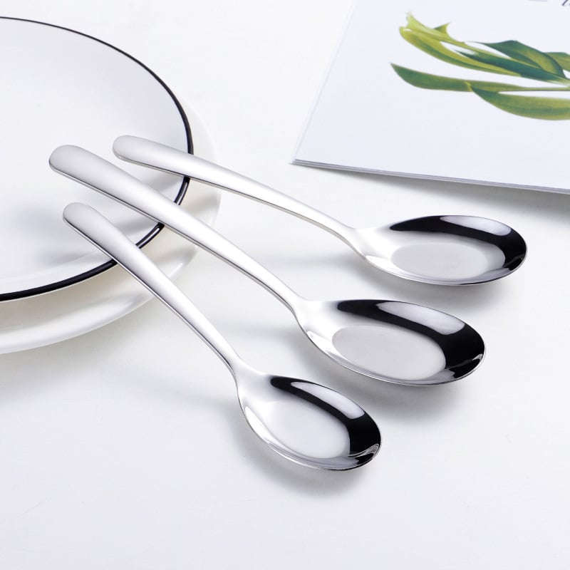 Лъжичка за сервиране от неръждаема стомана, с плоско дъно, удебелена, огледално полирана повърхност, стил Национален прилив, едноцветен дизайн, възможност за персонализация