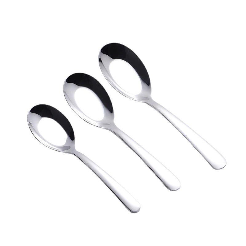 Лъжичка за сервиране от неръждаема стомана, с плоско дъно, удебелена, огледално полирана повърхност, стил Национален прилив, едноцветен дизайн, възможност за персонализация