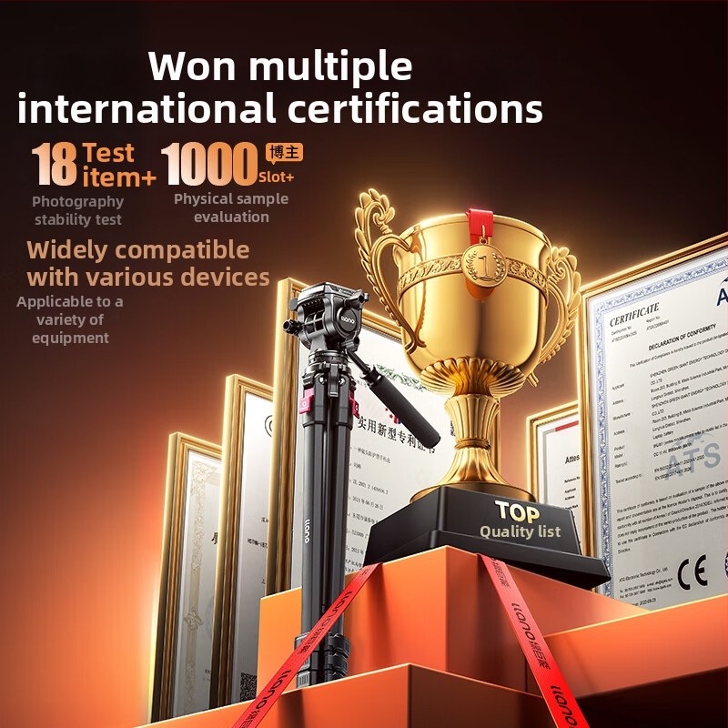 Light Wing V KT004 kameru statīvs ar hidraulisku PTZ galvu, 4 sadaļu kājām, saderīgs ar DSLR, bezspoguļu kamerām un viedtālruņiem