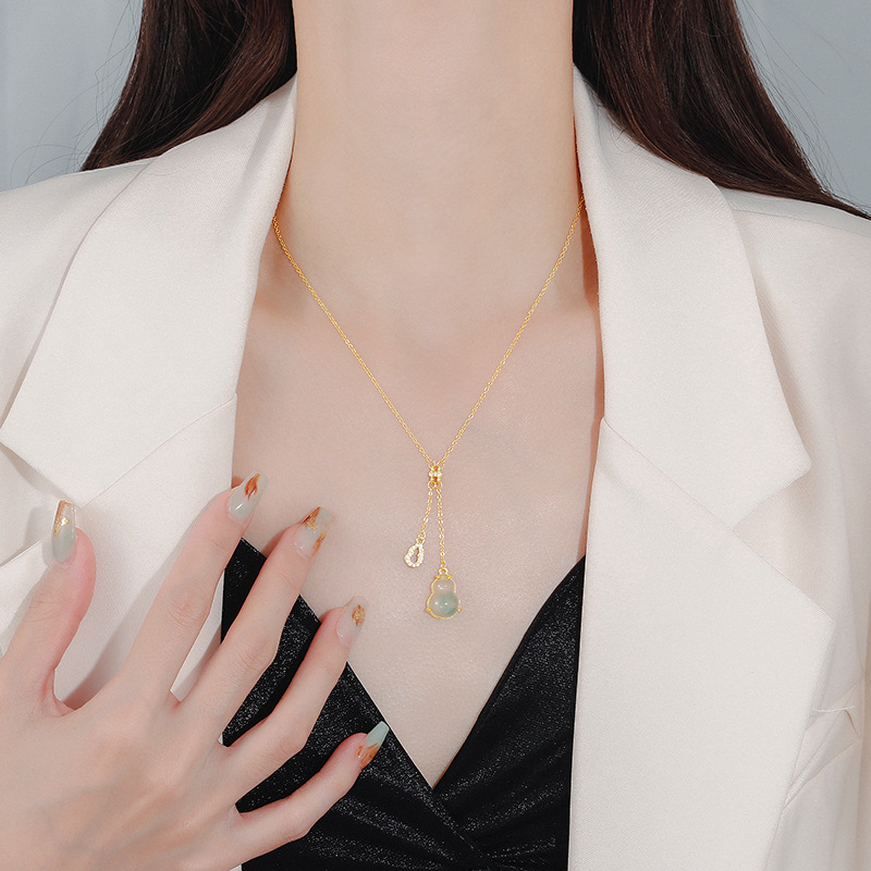 Colier din cupru cu lanț încrucișat, pandantiv din rășină, electroplacare, stil lux lejer, pentru femei