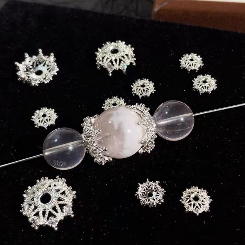 S925 sterling srebrne spacer perle s motivom snježne pahulje za DIY kristalnu narukvicu — crveni ahat, porijeklo: Jinhua, izdanje: proljeće 2025