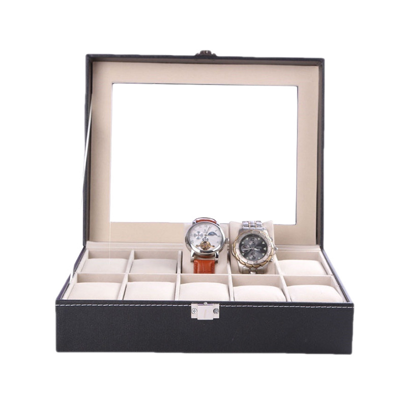 Kutija za satove od PU kože, luksuzna, s 10 pretinaca, kutija za izlaganje