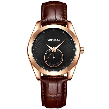 Wokai muški kvarc sat, jednostavan poslovni retro stil, analogniji prikaz, promjer brojčanika 40 mm, kožni remen