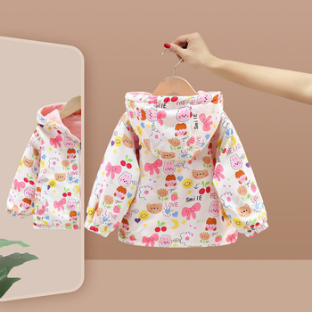 Jachetă reversibilă pentru copii cu glugă și căptușeală de fleece, palton de iarnă casual din bumbac-poliester, pentru 3–8 ani