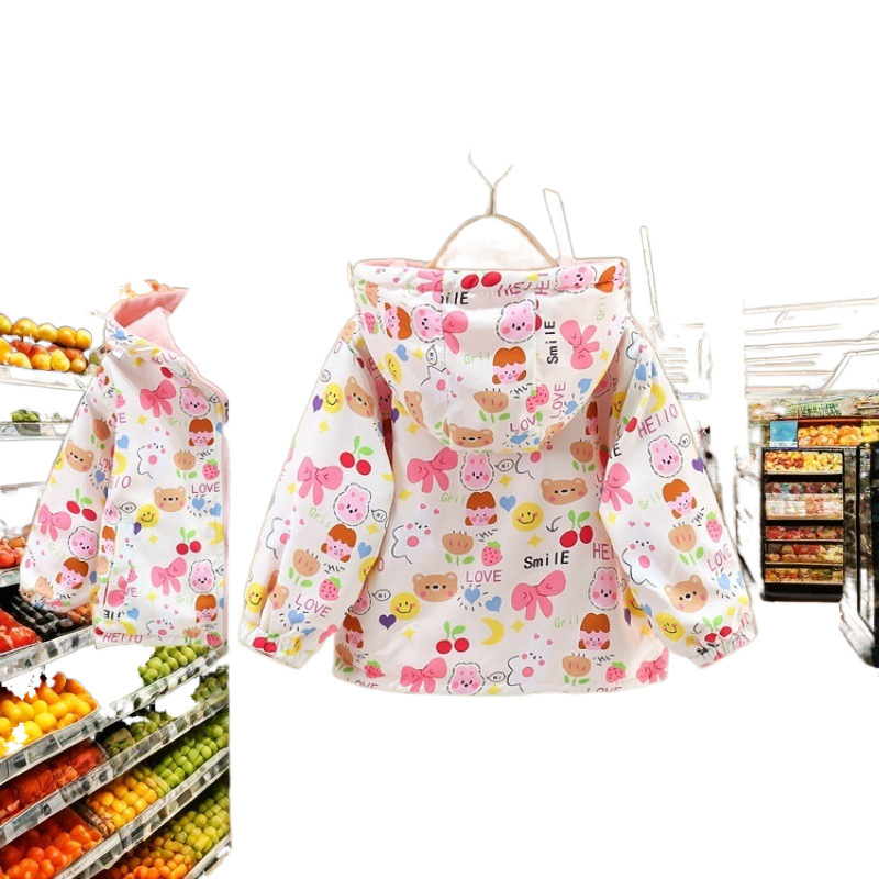 Jachetă reversibilă pentru copii cu glugă și căptușeală de fleece, palton de iarnă casual din bumbac-poliester, pentru 3–8 ani