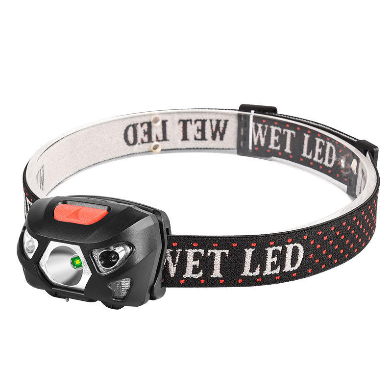 Fejlámpa LED USB-töltésű, ideális horgászathoz és éjszakai túrákhoz, 1200 mAh akkumulátor, LED fényforrás, hatótávolság 100–200 m