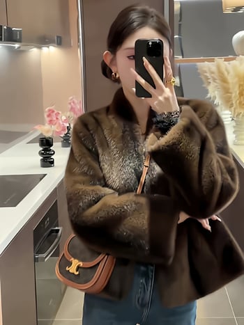 Ženski kaput od krzna i chenille velura, ekološki mink velvet, topao zimski kaput